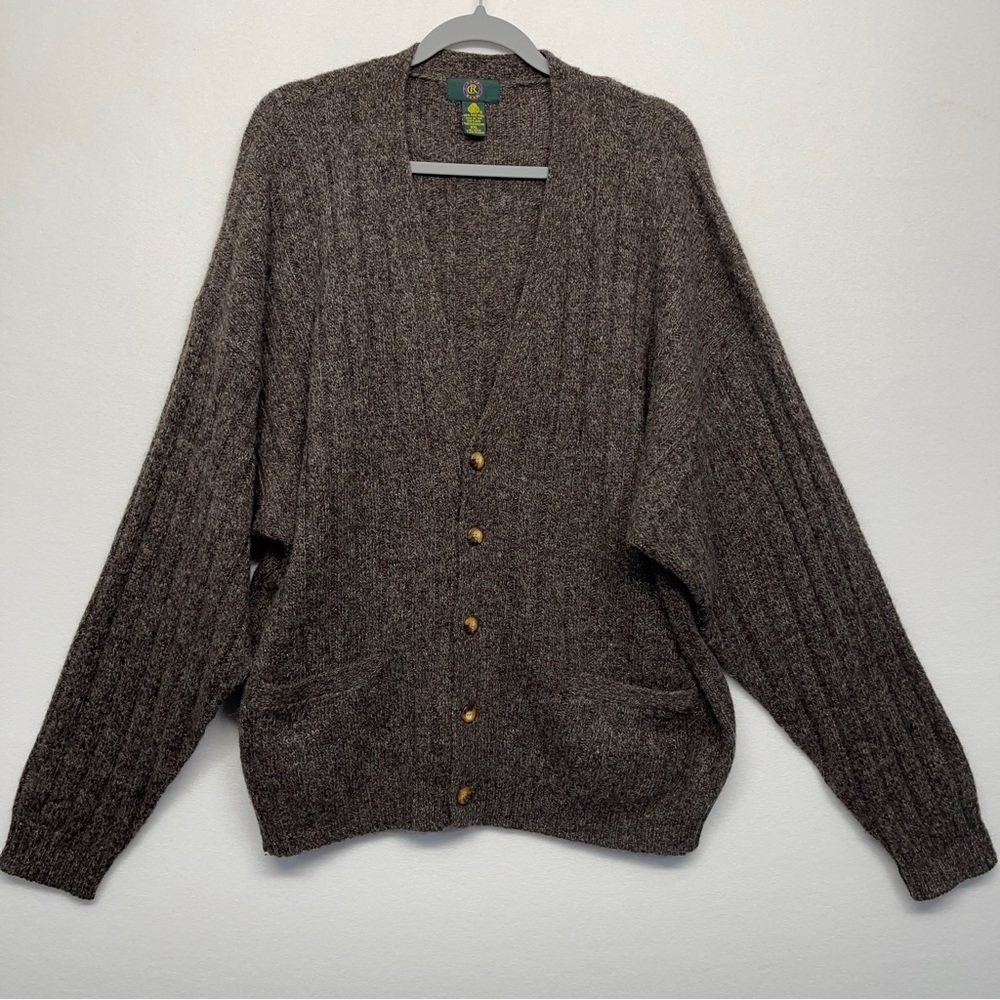CLUB ROOM 100% Pure Shetland Wool V-Neck Button Front Cardigan Sweater Mens XXL